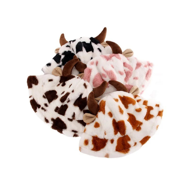 Chapeaux en peluche à motif vache
