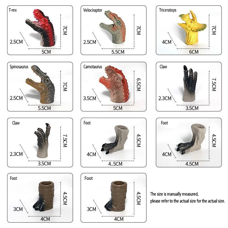 Lot de marionnettes de dinosaures en caoutchouc pour doigts