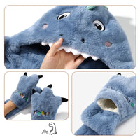 Chapeau en peluche et gants de dinosaure