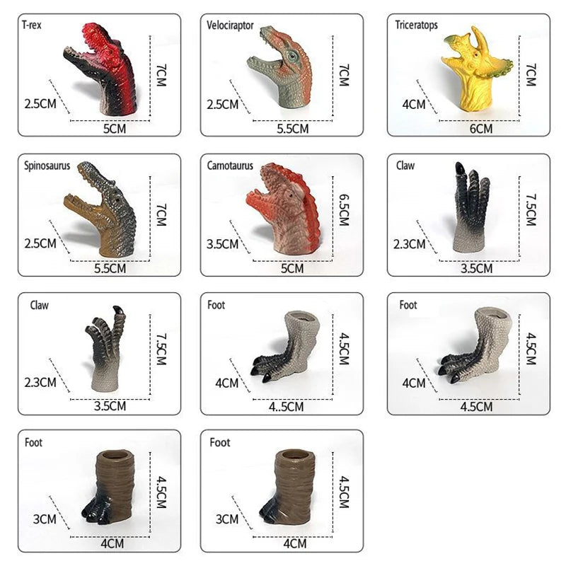 Lot de marionnettes de dinosaures en caoutchouc pour doigts