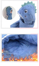 Chapeau en peluche et gants de dinosaure