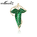 Broche feuille verte