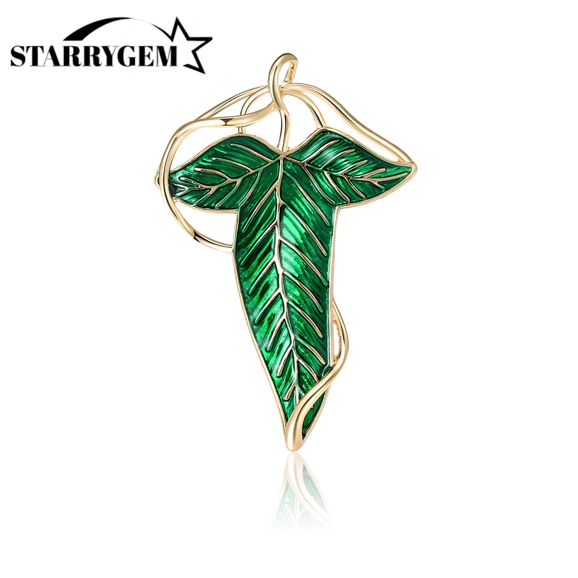 Broche feuille verte