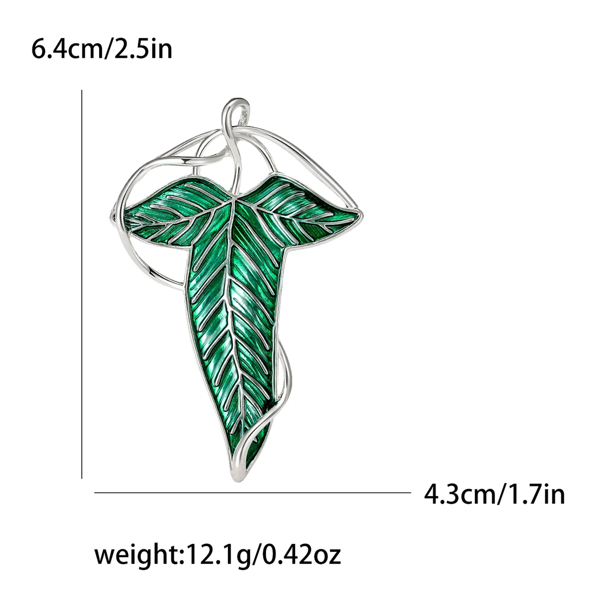 Broche feuille verte