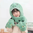 Chapeau en peluche et gants de dinosaure