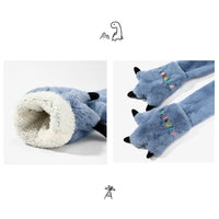 Chapeau en peluche et gants de dinosaure